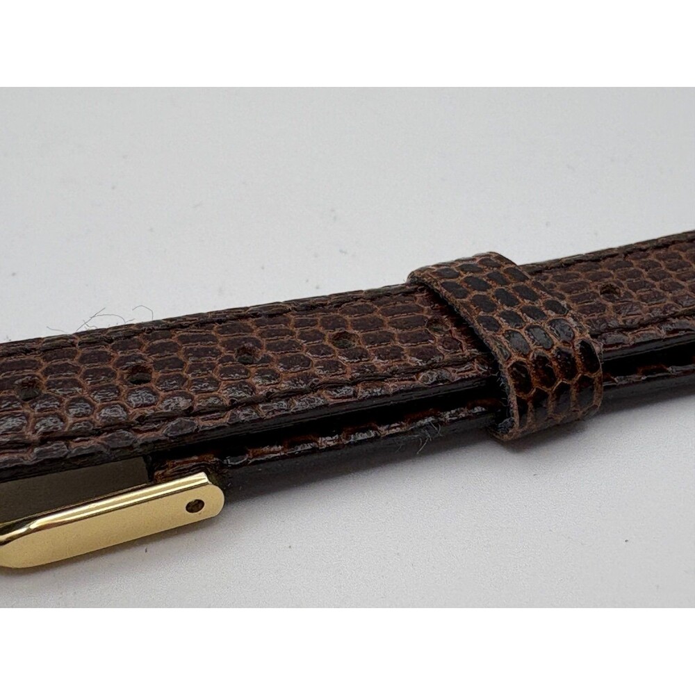 Vintage OEM Seiko Brown Lizard-Grain Leather Watch Strap 13mm Gold-Tone Buckle - Picture 6 of 6